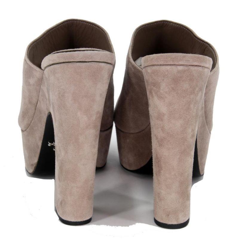 Prada Gray Suede Open Toe Summer Made in Italy 36 Mules Slides
