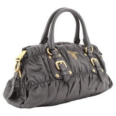Prada Grau Tessuto Nylon Gaufre Convertible Medium Satchel Tasche