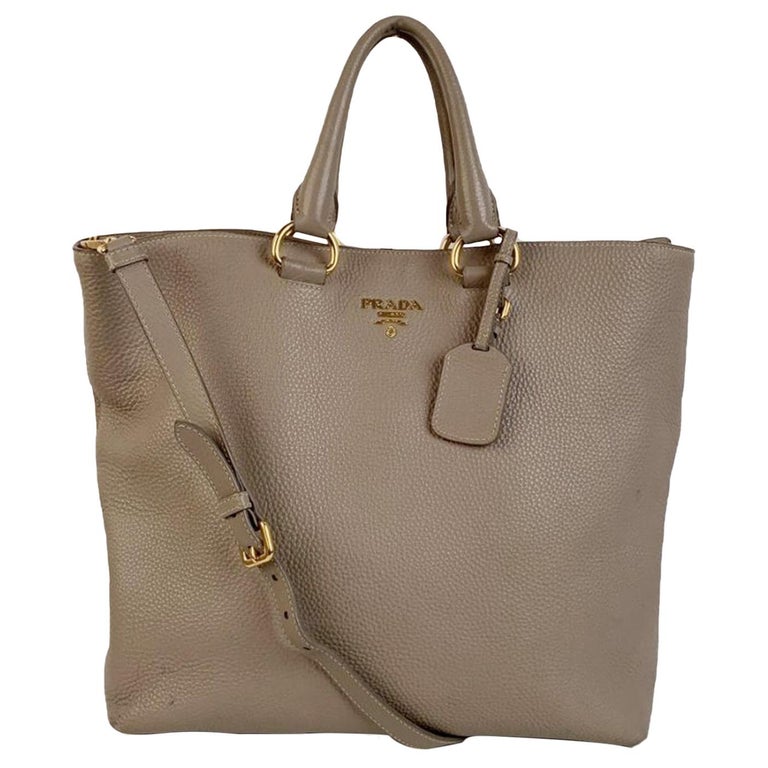 Prada Gray Vitello Daino Leather 2 Way Tote Shoulder Bag BN1713 For Sale at  1stDibs | prada bn1713