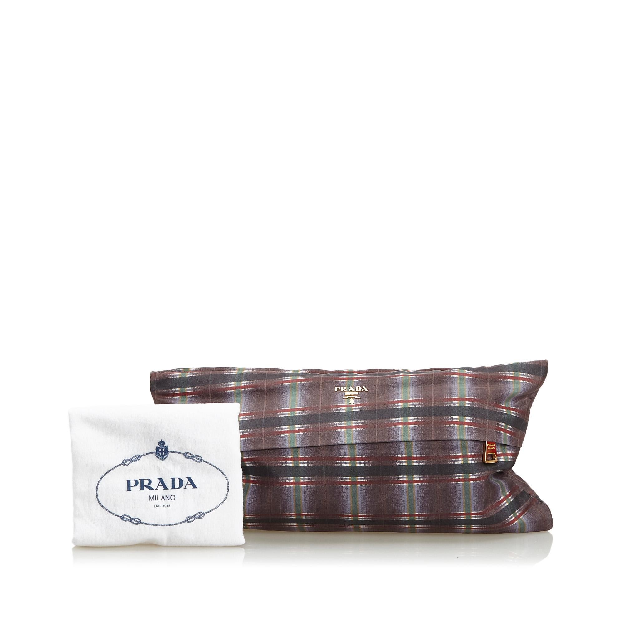 Prada Gray  with Multi Nylon Fabric Clutch Bag Italy w/ Dust Bag 5