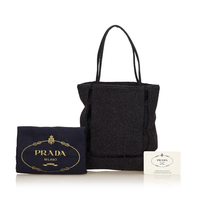 Prada Gray Wool Tote Bag For Sale at 1stdibs
