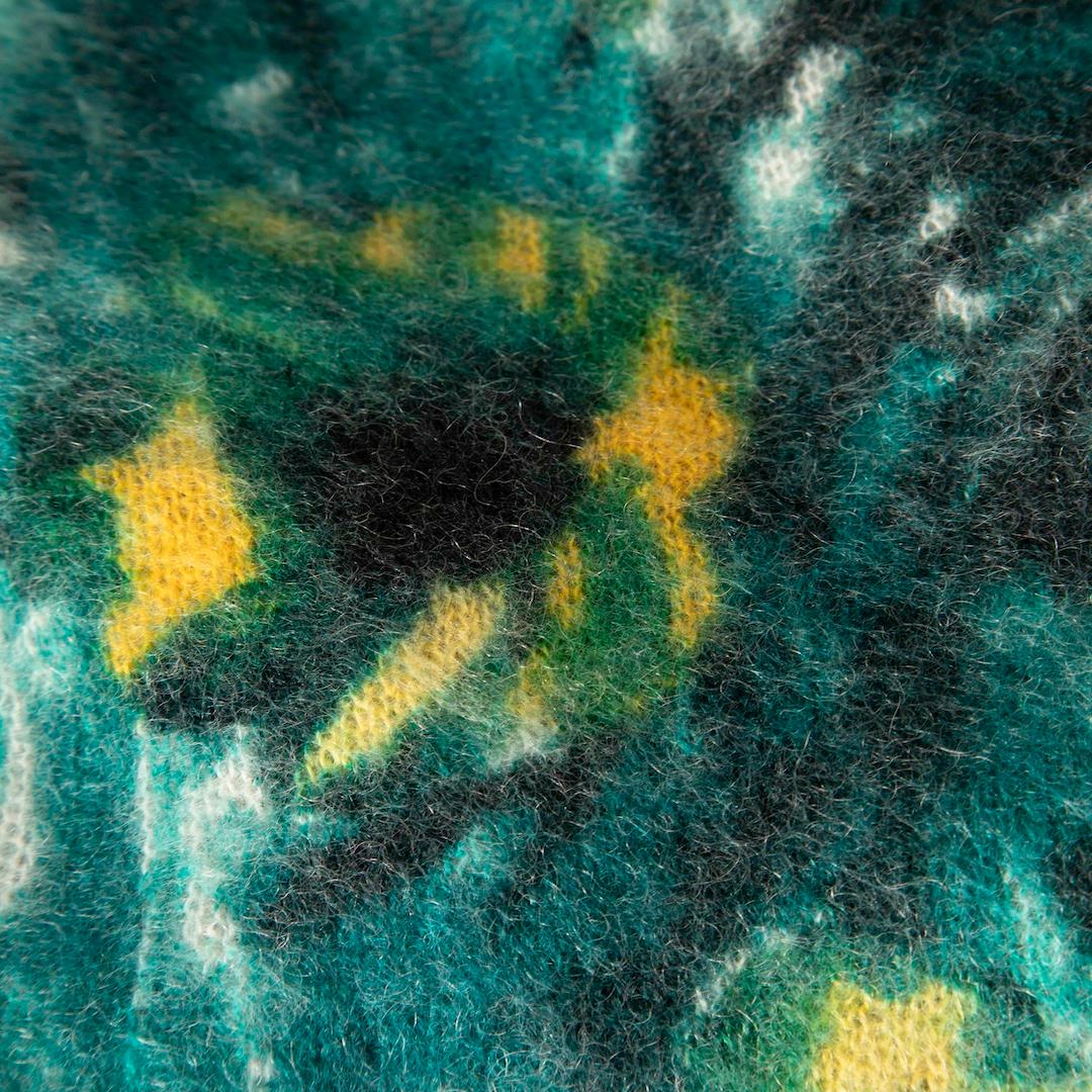 Women's Prada Green Abstract Mohair Knitted Long Cardigan Size XS