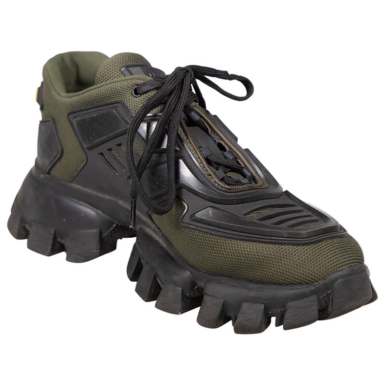Prada Green 
Black Cloudbust Thunder Trainers Size IT 37.5 For Sale
