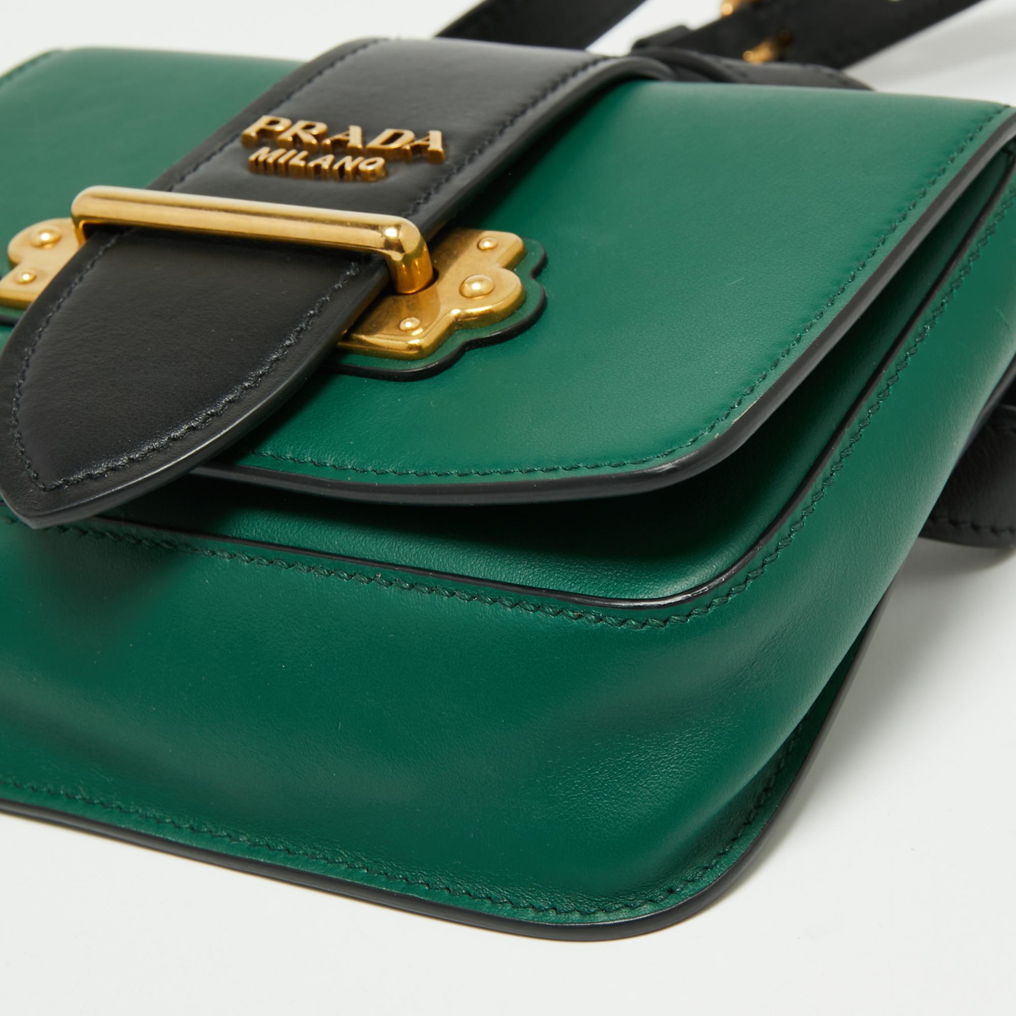 Women's Prada Green/Black Leather Cahier Belt Bag