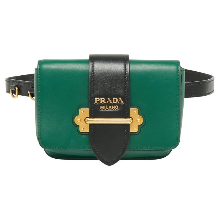 Prada Green/Black Leather Cahier Belt Bag at 1stDibs