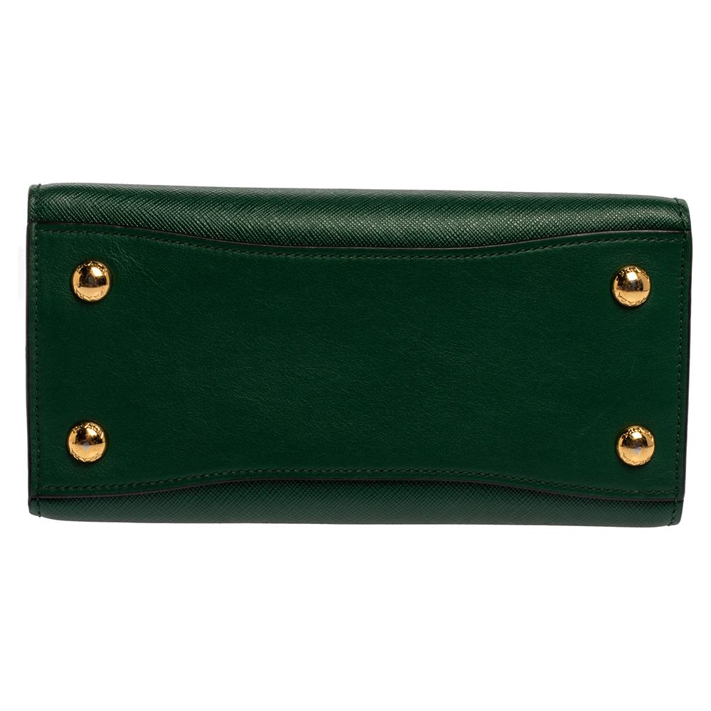 Prada Green/Black Leather Mini Bibliotheque Tote 1