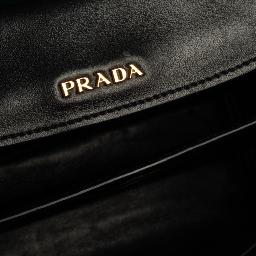 Prada Green/Black Leather Mini Bibliotheque Tote 2