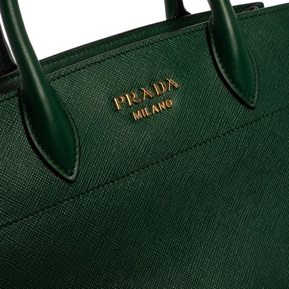 Prada Green/Black Leather Mini Bibliotheque Tote 3