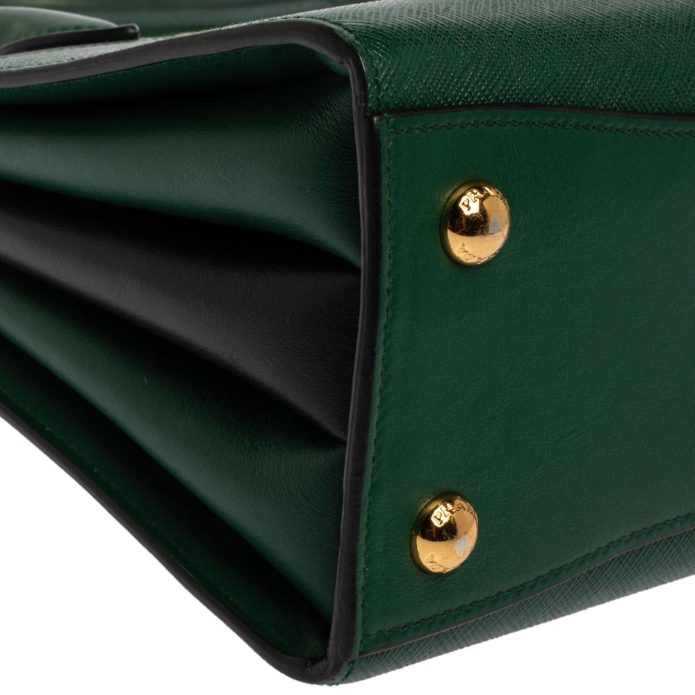 Prada Green/Black Leather Mini Bibliotheque Tote 4