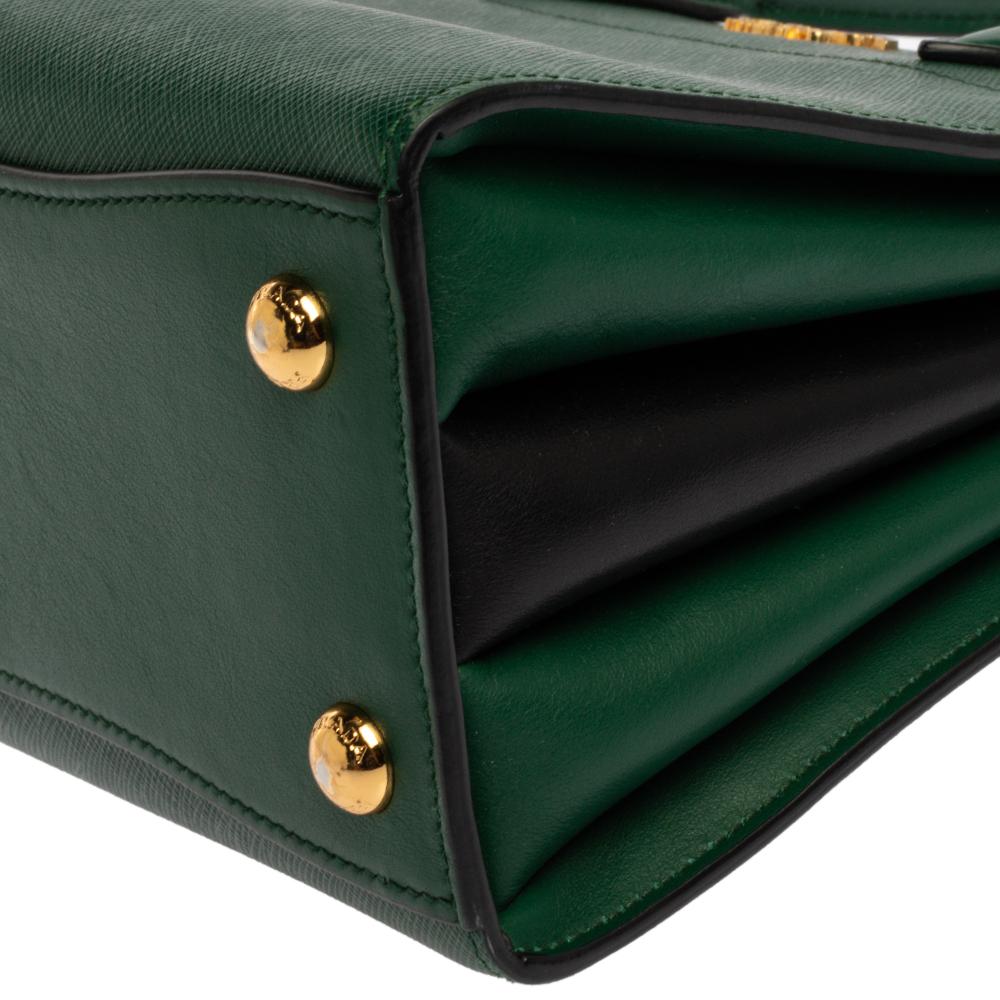 Prada Green/Black Leather Mini Bibliotheque Tote 5