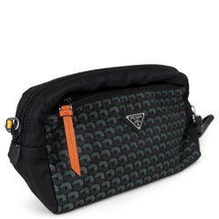 PRADA green black nylon 2017 GEOMETRIC ZIP TRAVEL POUCH Bag