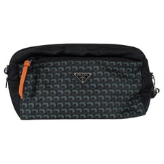PRADA green black nylon 2017 GEOMETRIC ZIP TRAVEL POUCH Bag