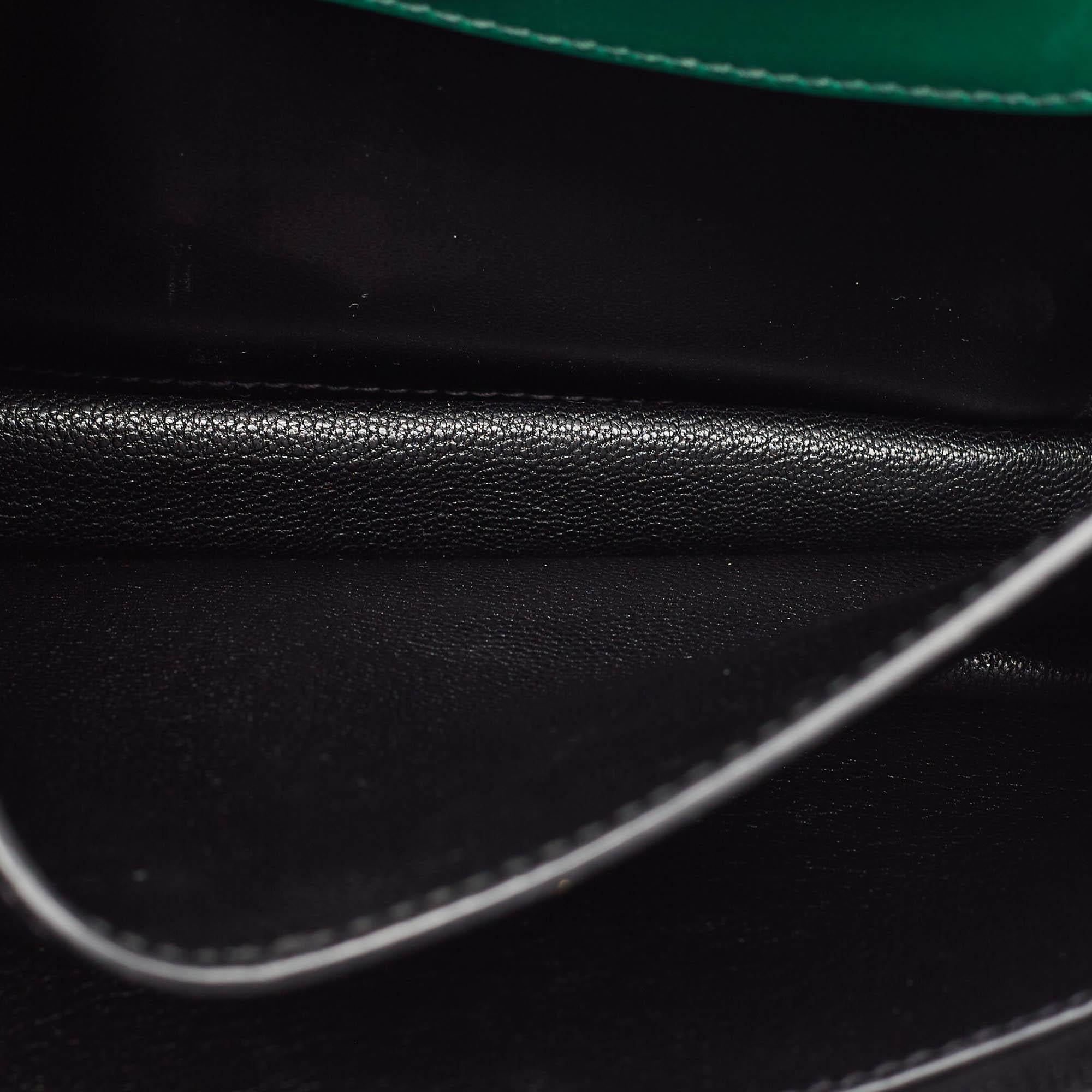 Prada Green/Black Saffiano Leather Cahier Flap Shoulder Bag For Sale 7