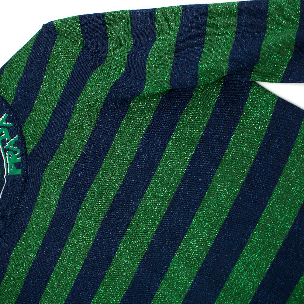 Prada Green & Blue Glitter Striped Jumper S 3