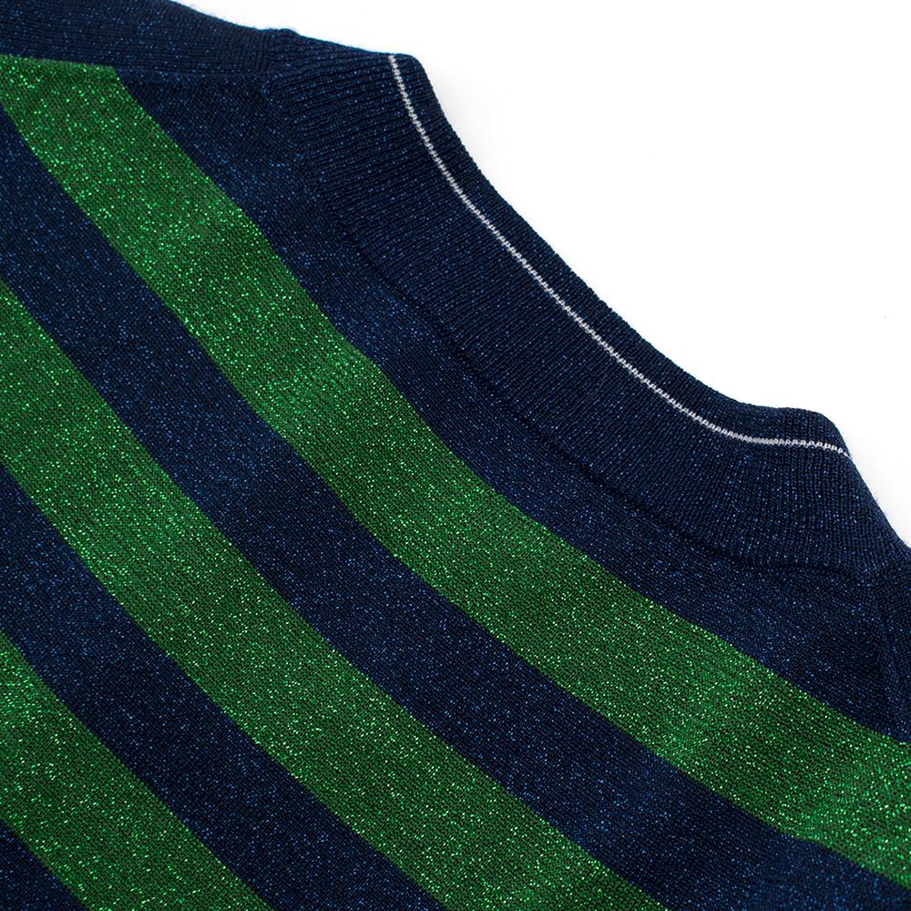 Prada Green & Blue Glitter Striped Jumper S In New Condition In London, GB