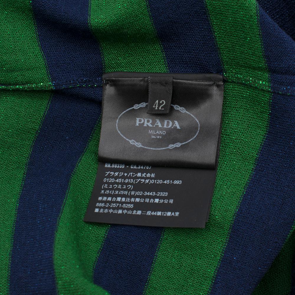 Women's Prada Green & Blue Glitter Striped Jumper S
