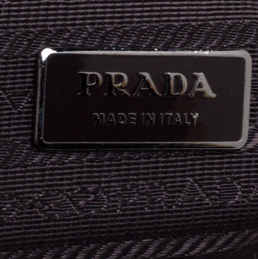 Prada Green/Brown Tessuto Gaufre Nylon And Leather Framed Satchel In Good Condition In Dubai, Al Qouz 2