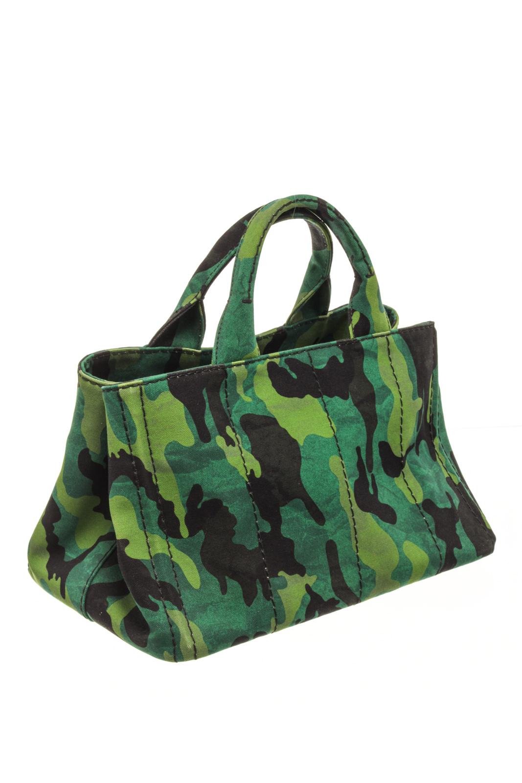 Prada Green Camo Canvas Canapa Tote Bag In Good Condition In Irvine, CA