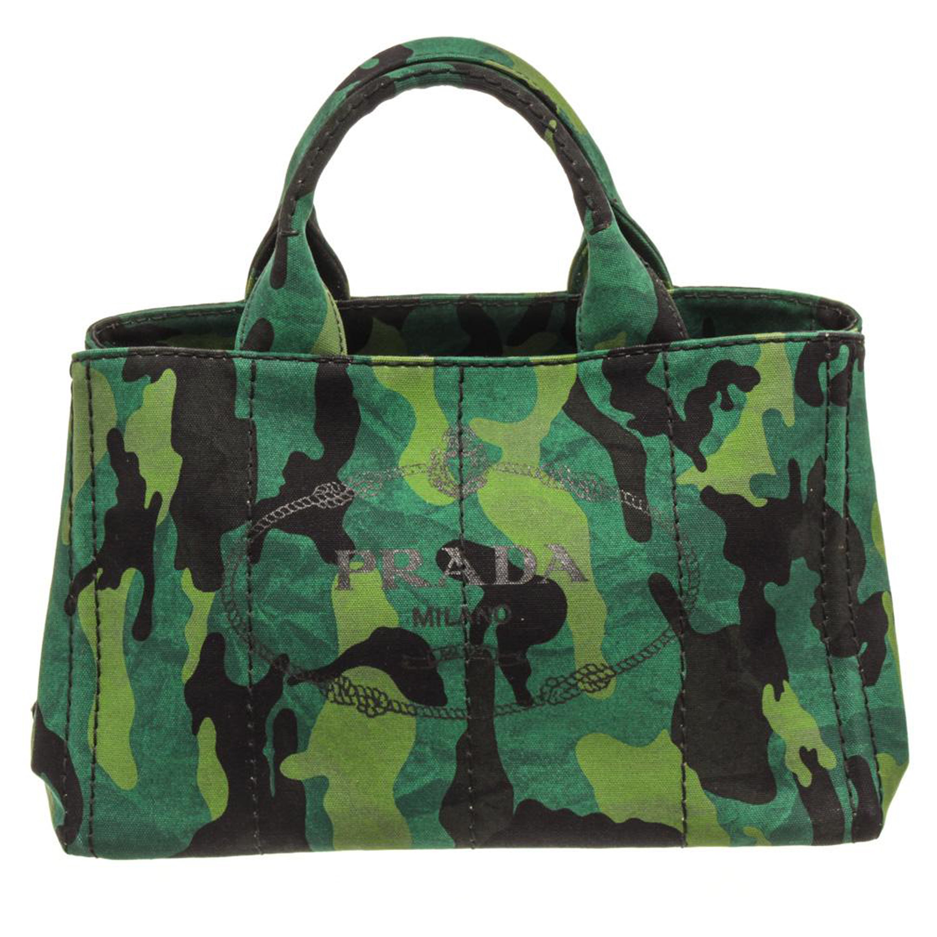 Prada Green Camo Canvas Canapa Tote Bag