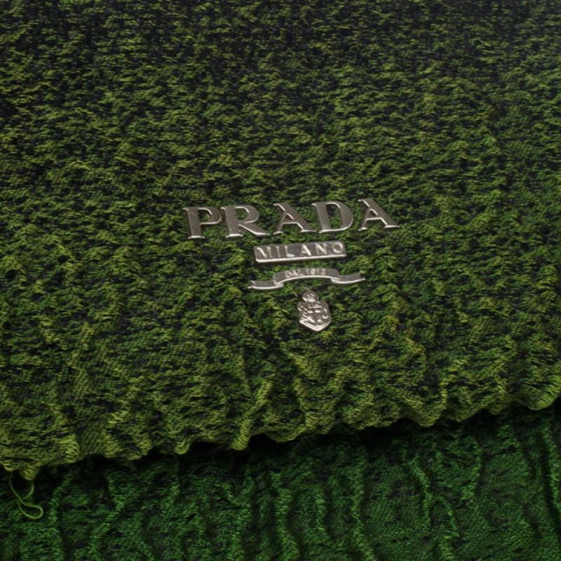 Women's Prada Green Crepe Pleated Clutch