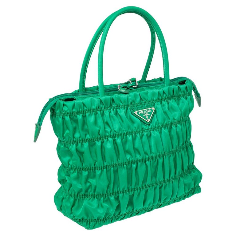 Prada Green Gaufre Nylon Zip Tote at 1stDibs | green prada nylon bag, mint green  prada bag