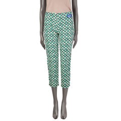 PRADA green ivory black GEOMETRIC JACQUARD Pants 42 M