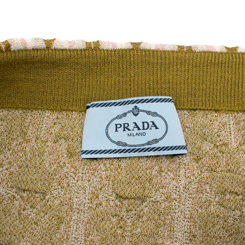 Prada green jacquard floral midi skirt - Size US 6 In New Condition For Sale In London, GB