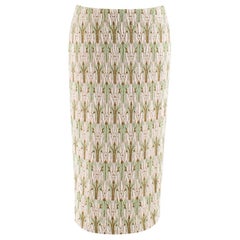 Prada green jacquard floral midi skirt - Size US 6