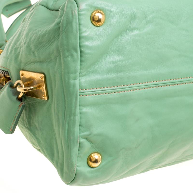 Prada Green Leather Bowler Bag 6