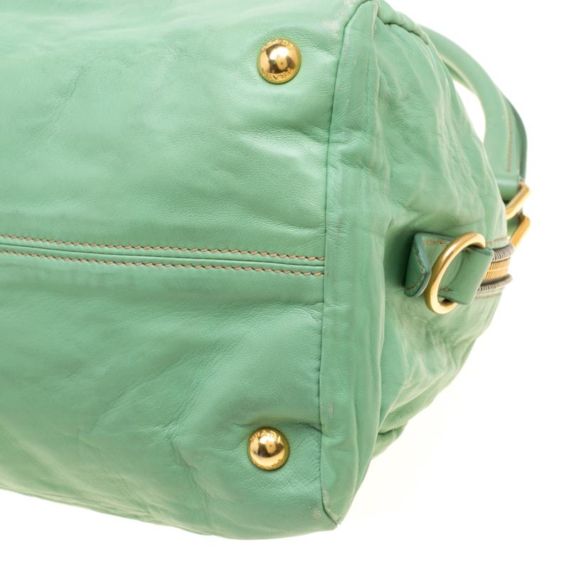 Prada Green Leather Bowler Bag 6