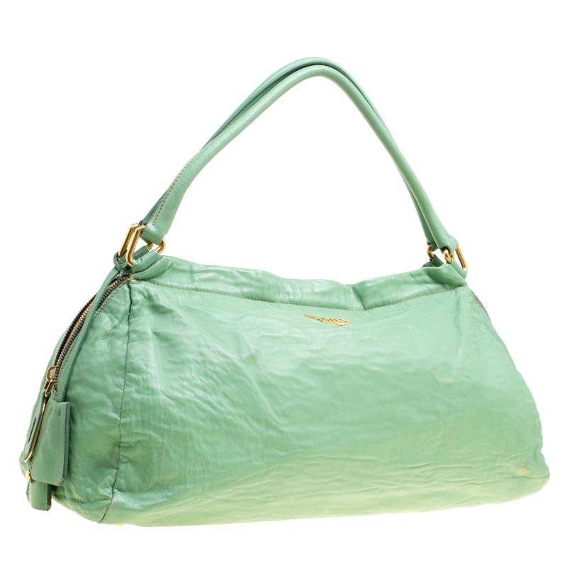 Prada Green Leather Bowler Bag (Grün)