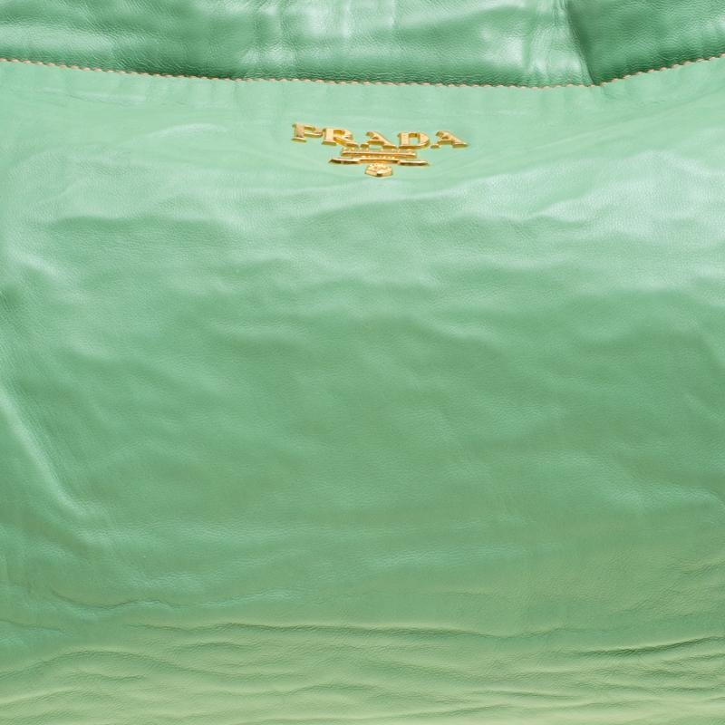 Prada Green Leather Bowler Bag Damen
