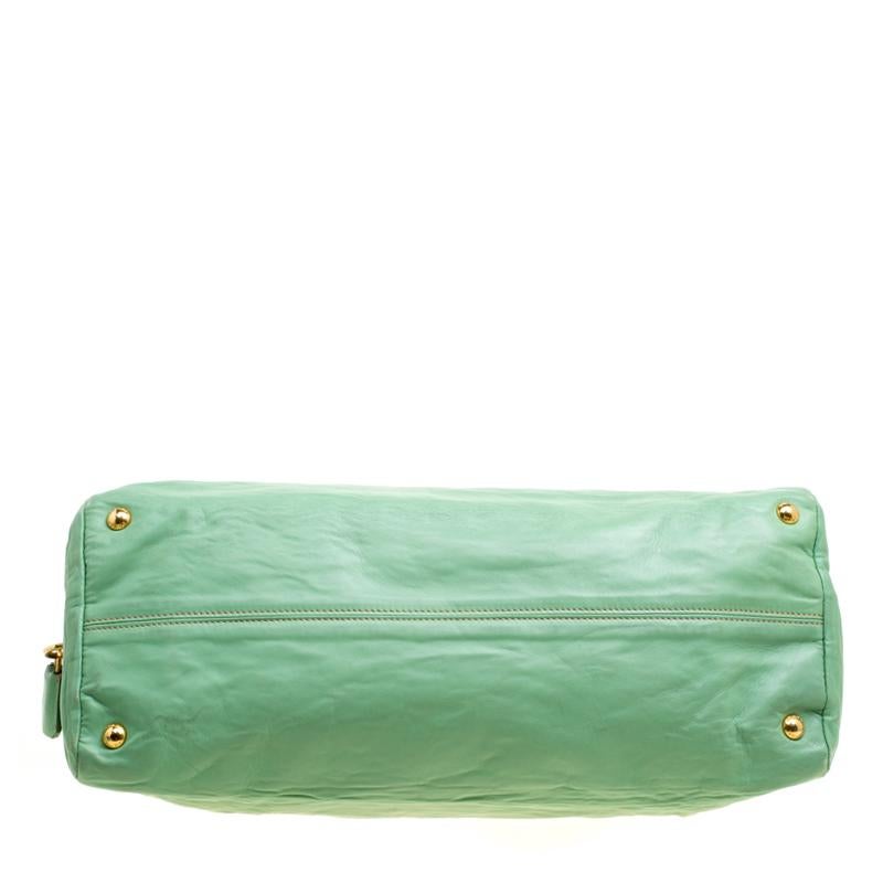 Prada Green Leather Bowler Bag 2