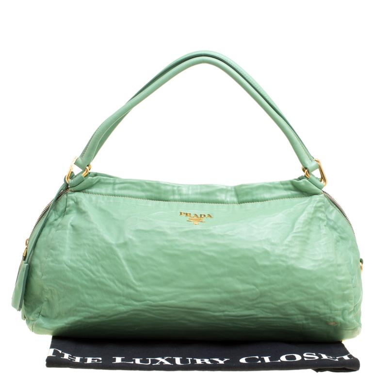 Prada Green Leather Bowler Bag 5