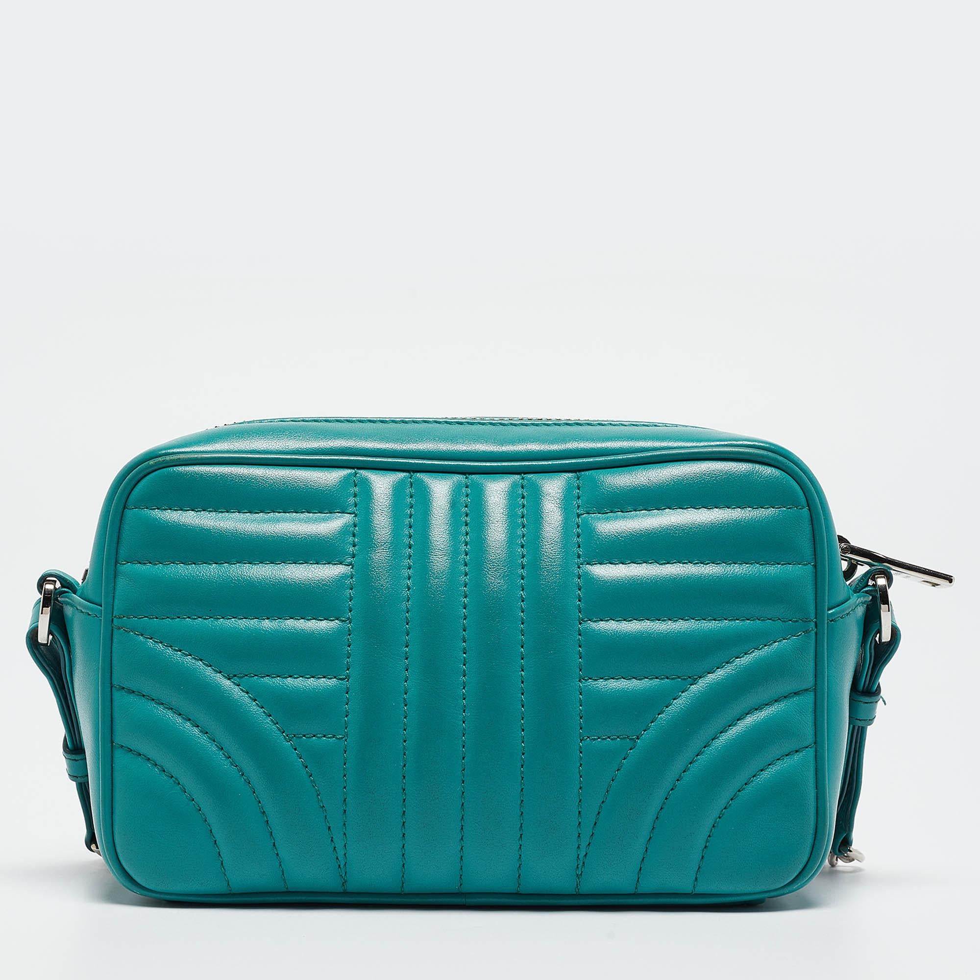 Women's Prada Green Leather Diagramme Camera Shoulder Bag