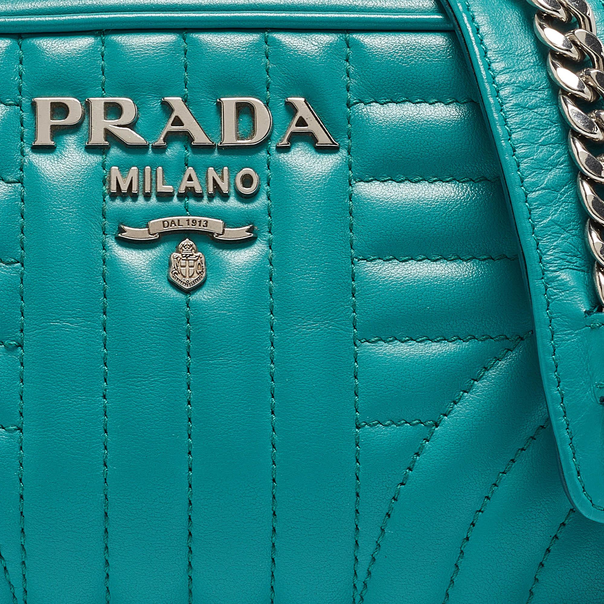 Prada Green Leather Diagramme Camera Shoulder Bag 1