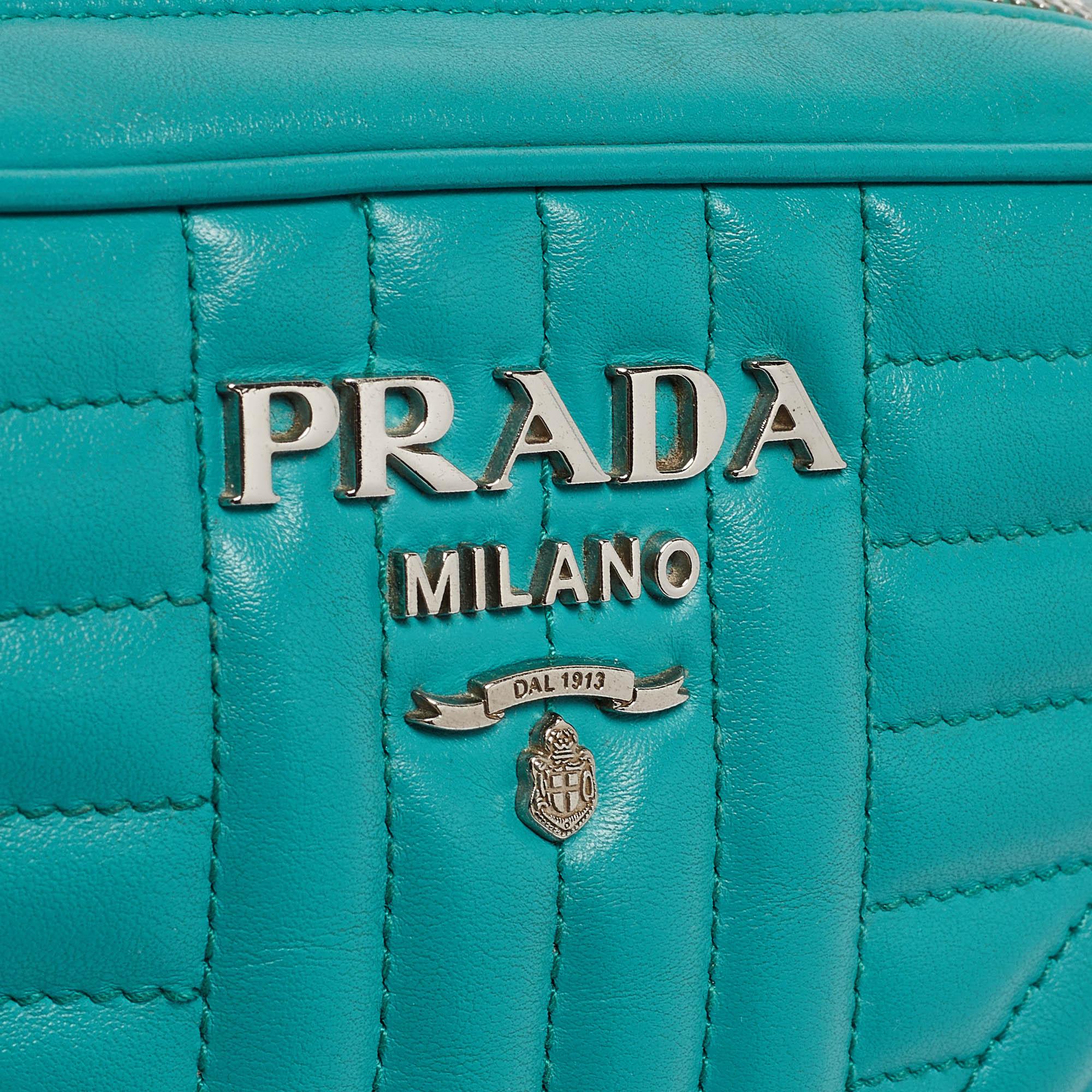 Prada Green Leather Diagramme Camera Shoulder Bag 2