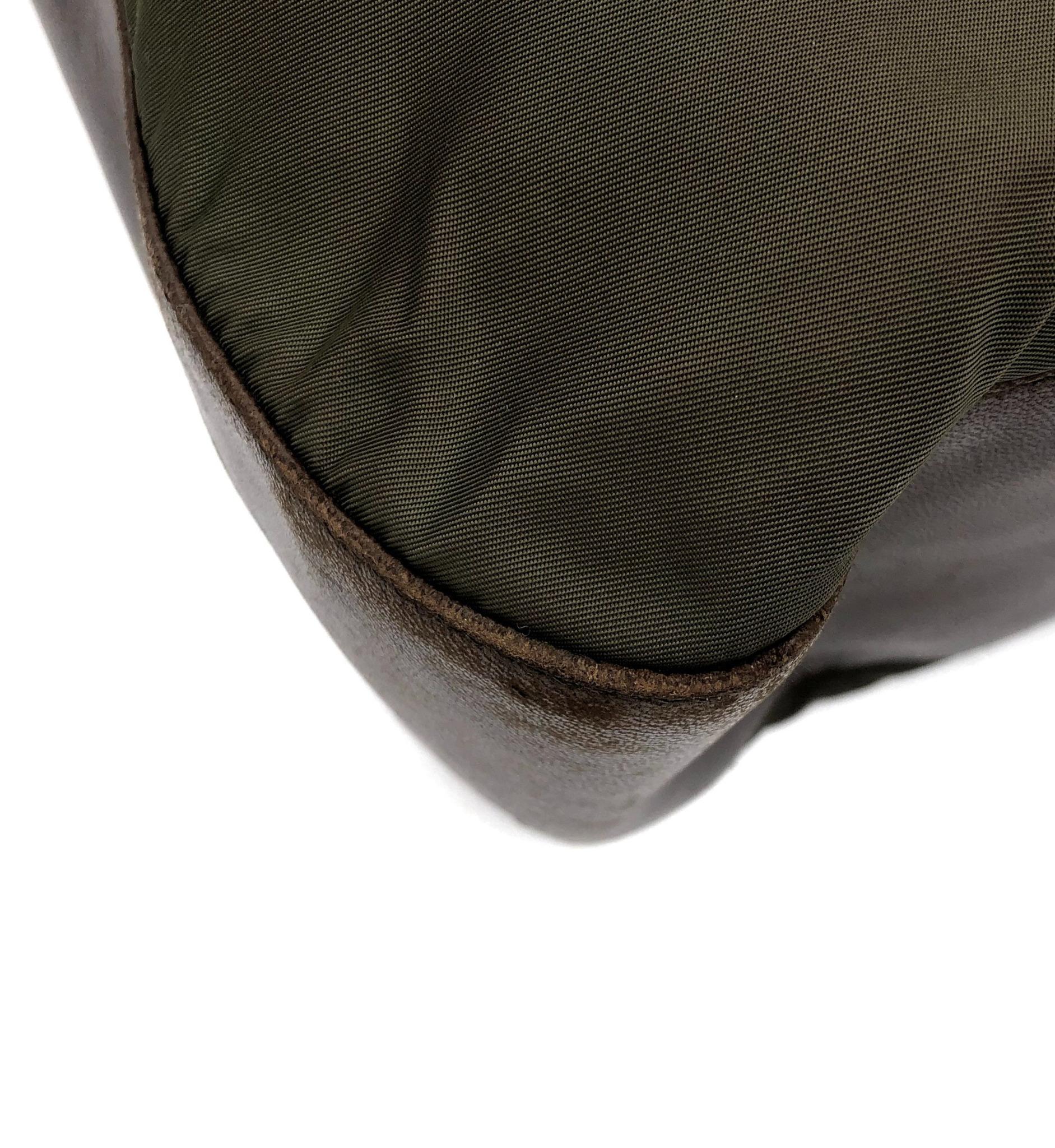 Prada green nylon brown leather resin chain strap shoulder bag For Sale 1