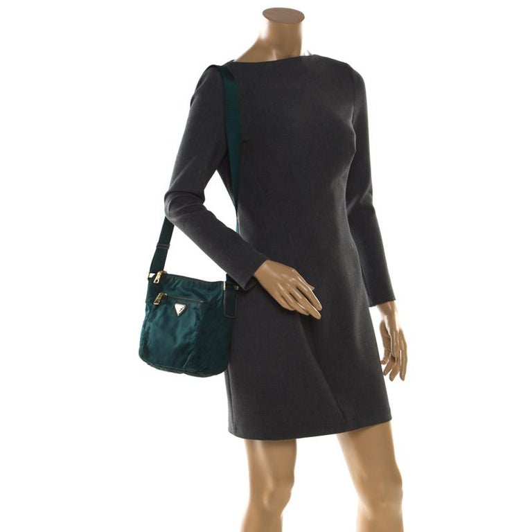 Prada Green Nylon Crossbody Bag For Sale at 1stDibs