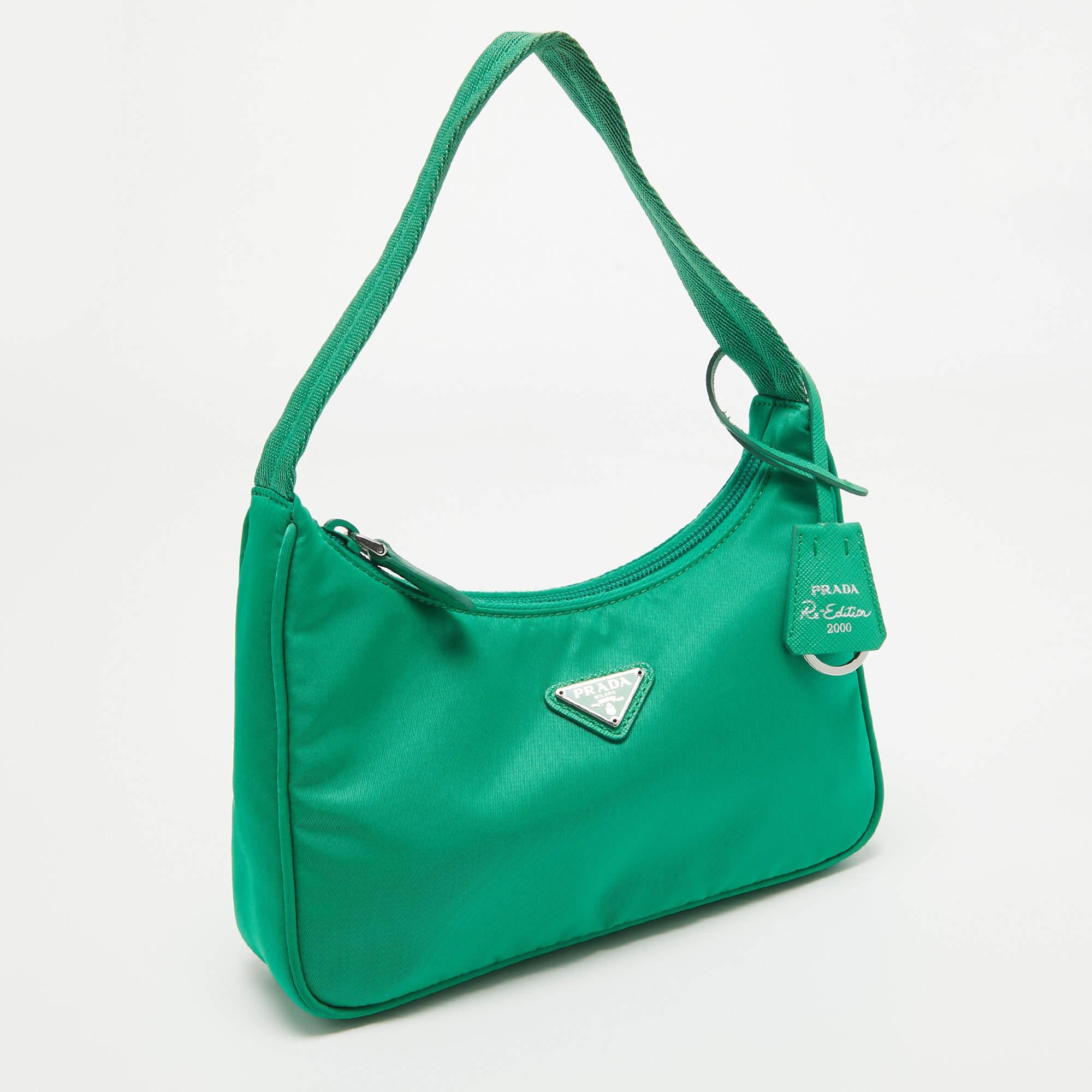 Women's Prada Green Nylon Mini Re-Edition 2000 Shoulder Bag