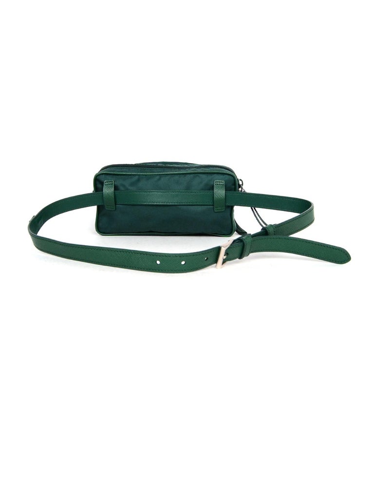 Prada Green Nylon Small Fanny Pack/ Belt Bag 30" 34" at 1stDibs