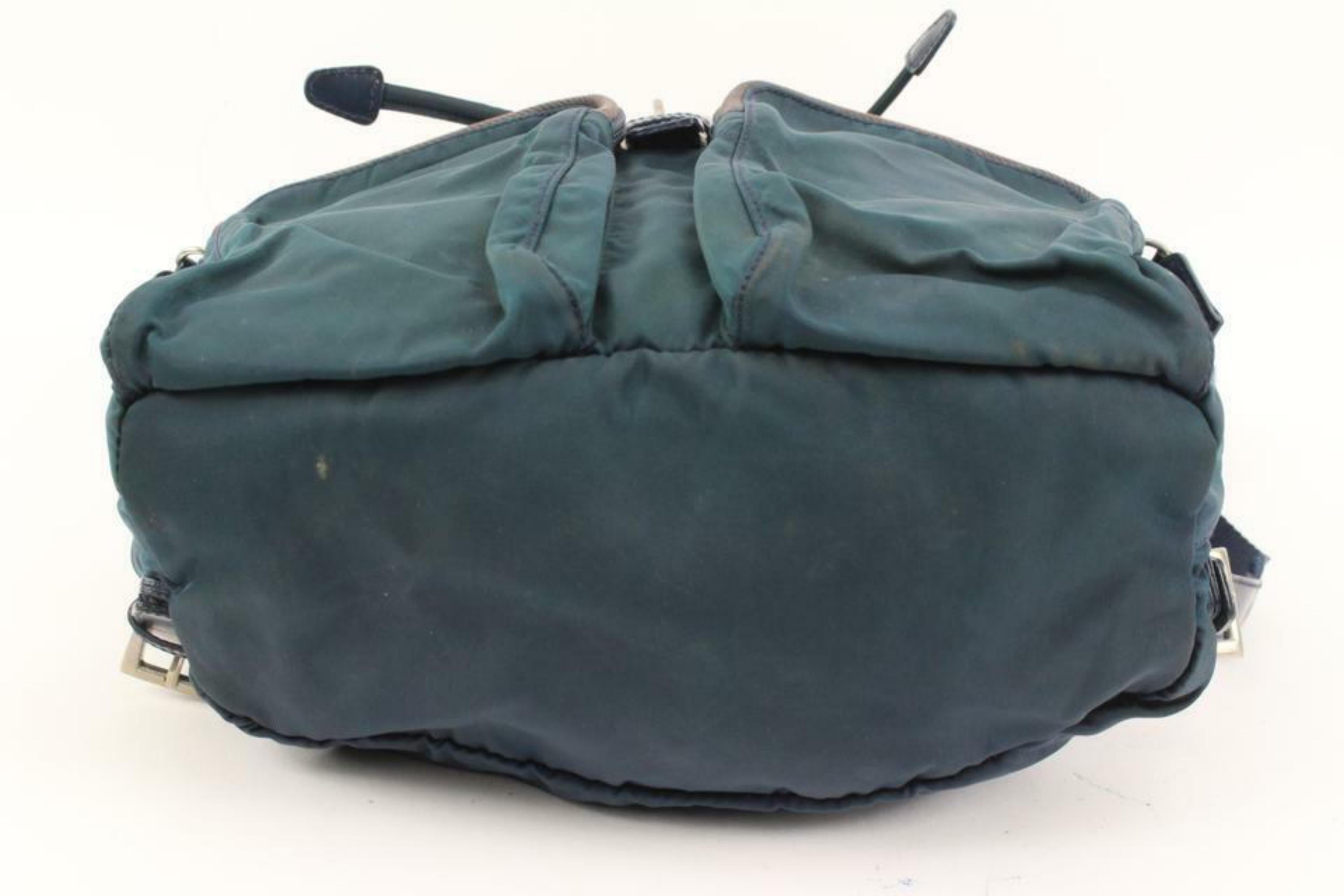 Prada Green Nylon Vela Backpack Twin Pocket 1P427 For Sale 7