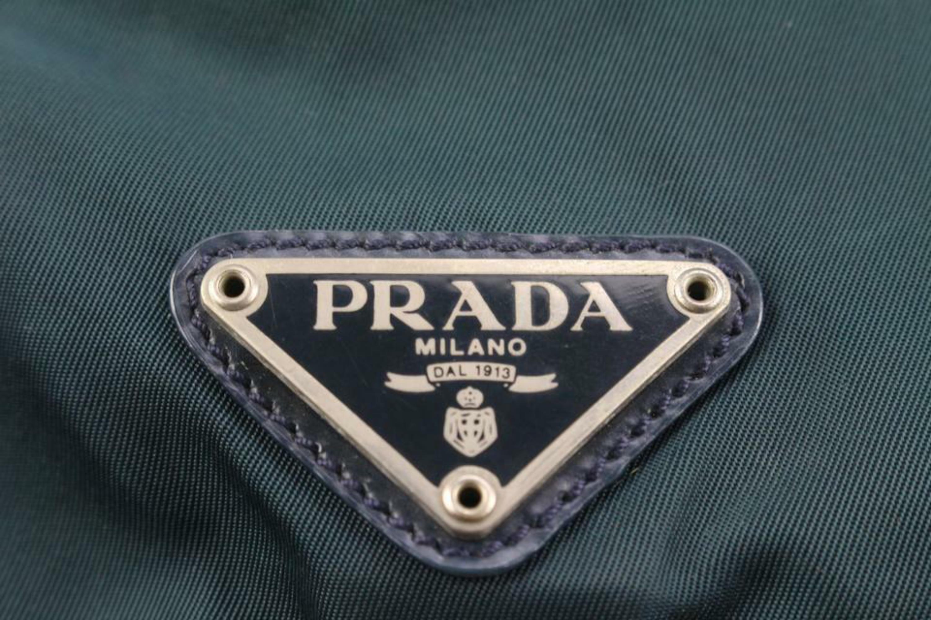 Women's or Men's Prada Green Nylon Vela Backpack Twin Pocket 1P427 For Sale