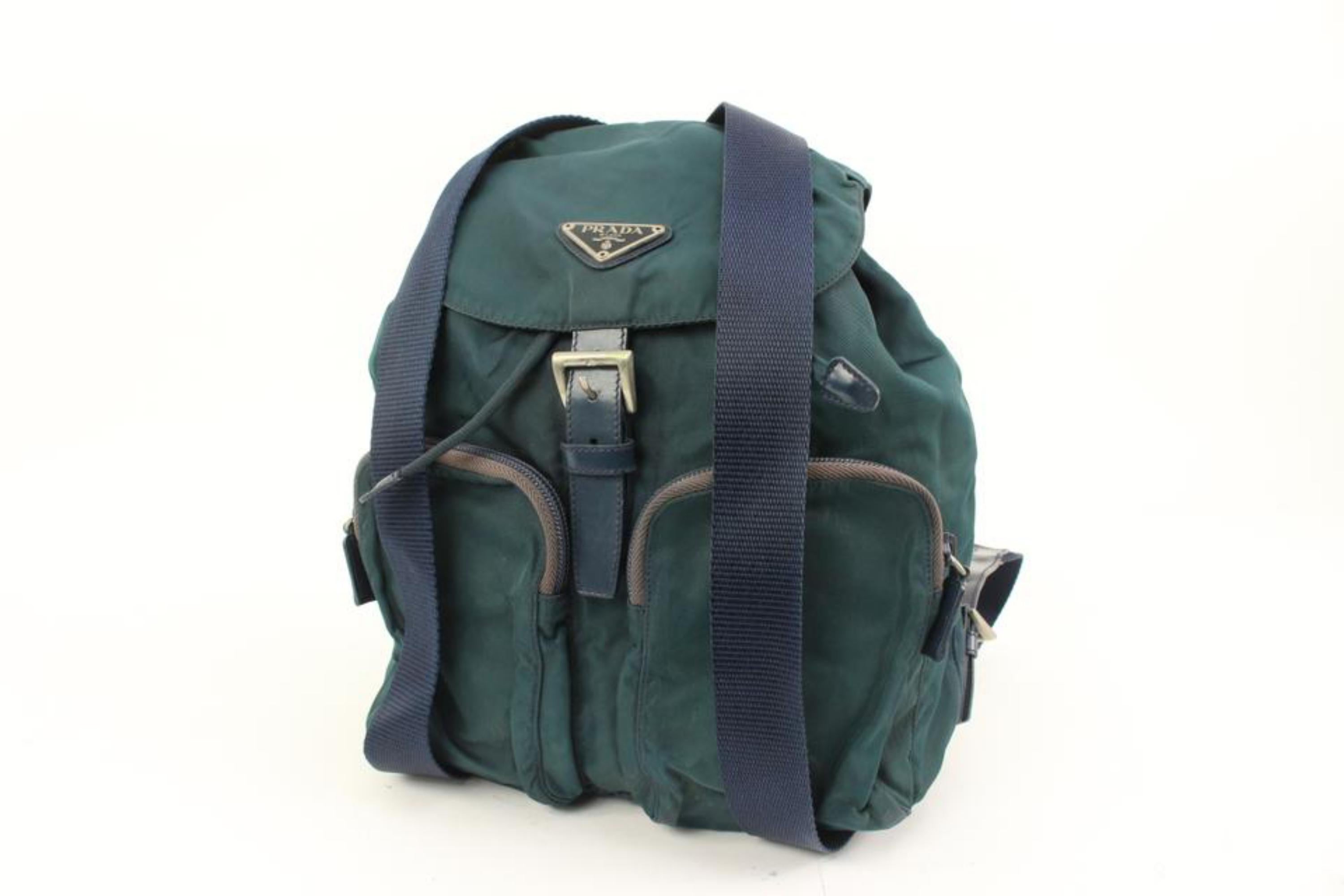 Prada Green  Nylon Vela Backpack Twin Pocket 5p419s
Date Code/Serial Number: 35
Made In: Italy
Measurements: Length:  11