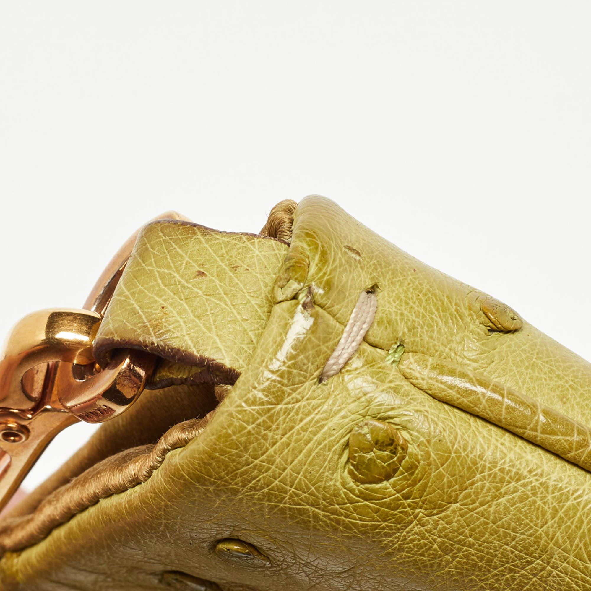 Prada Green Ostrich Shoulder Bag 5