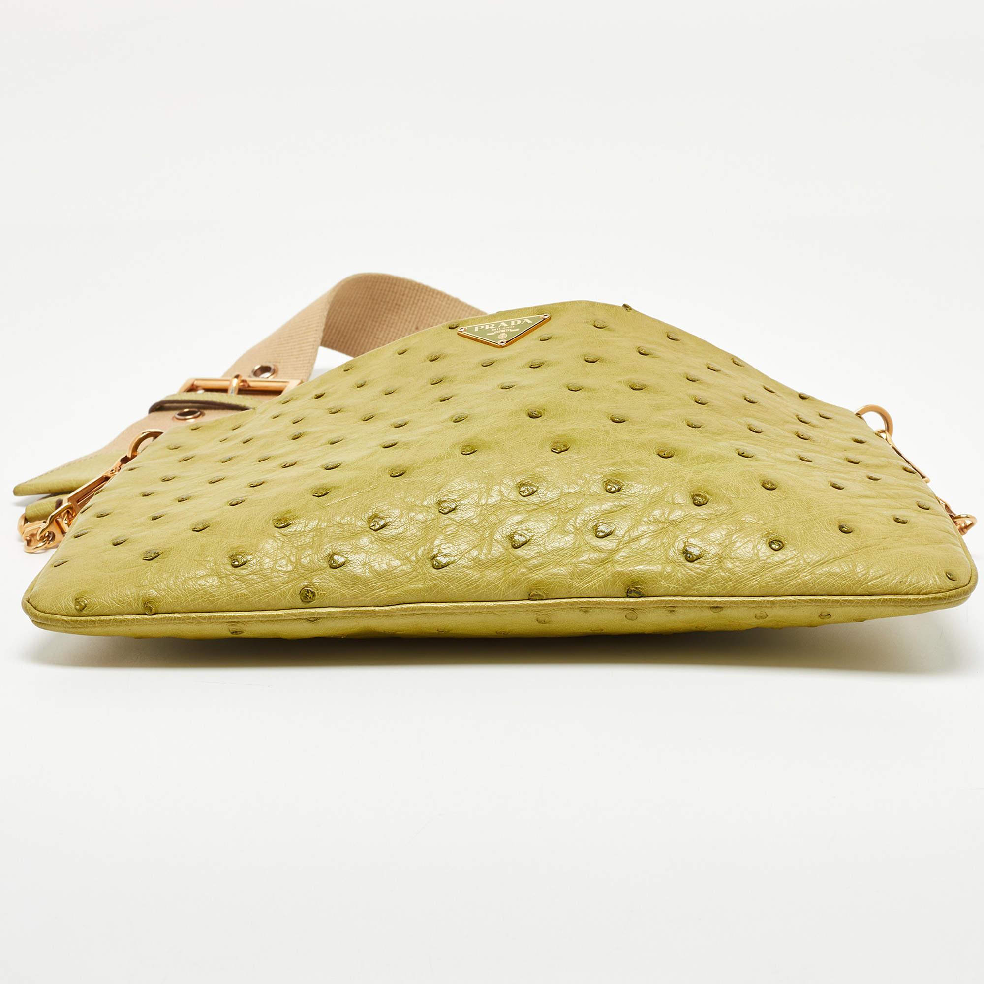 Prada Green Ostrich Shoulder Bag 9