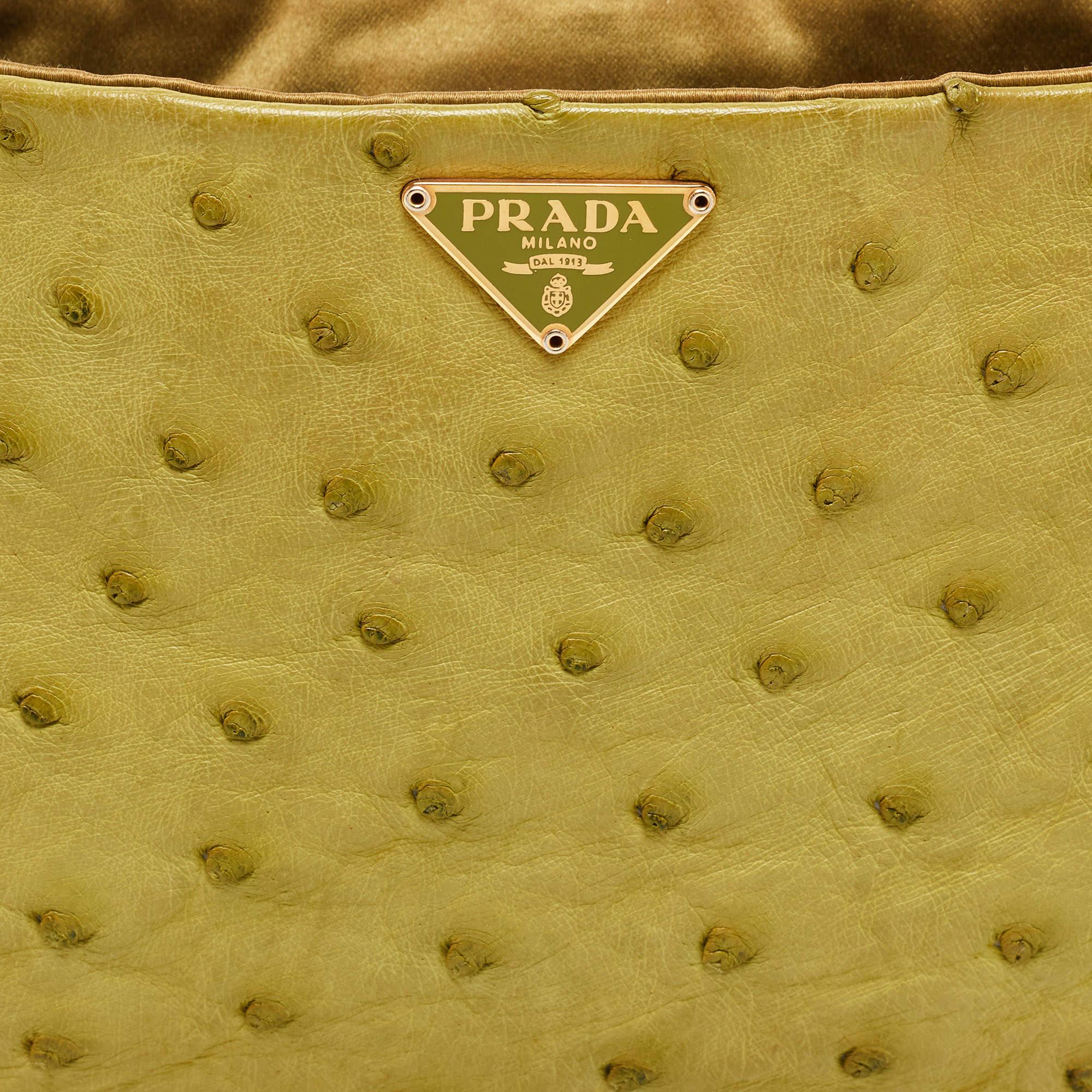 Prada Green Ostrich Shoulder Bag 1