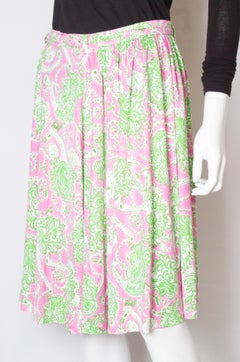 Prada Green , Pink and White Silk Jersey Skirt