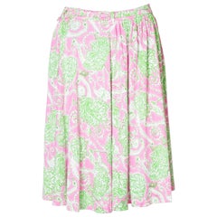 Prada Green , Pink and White Silk Jersey Skirt