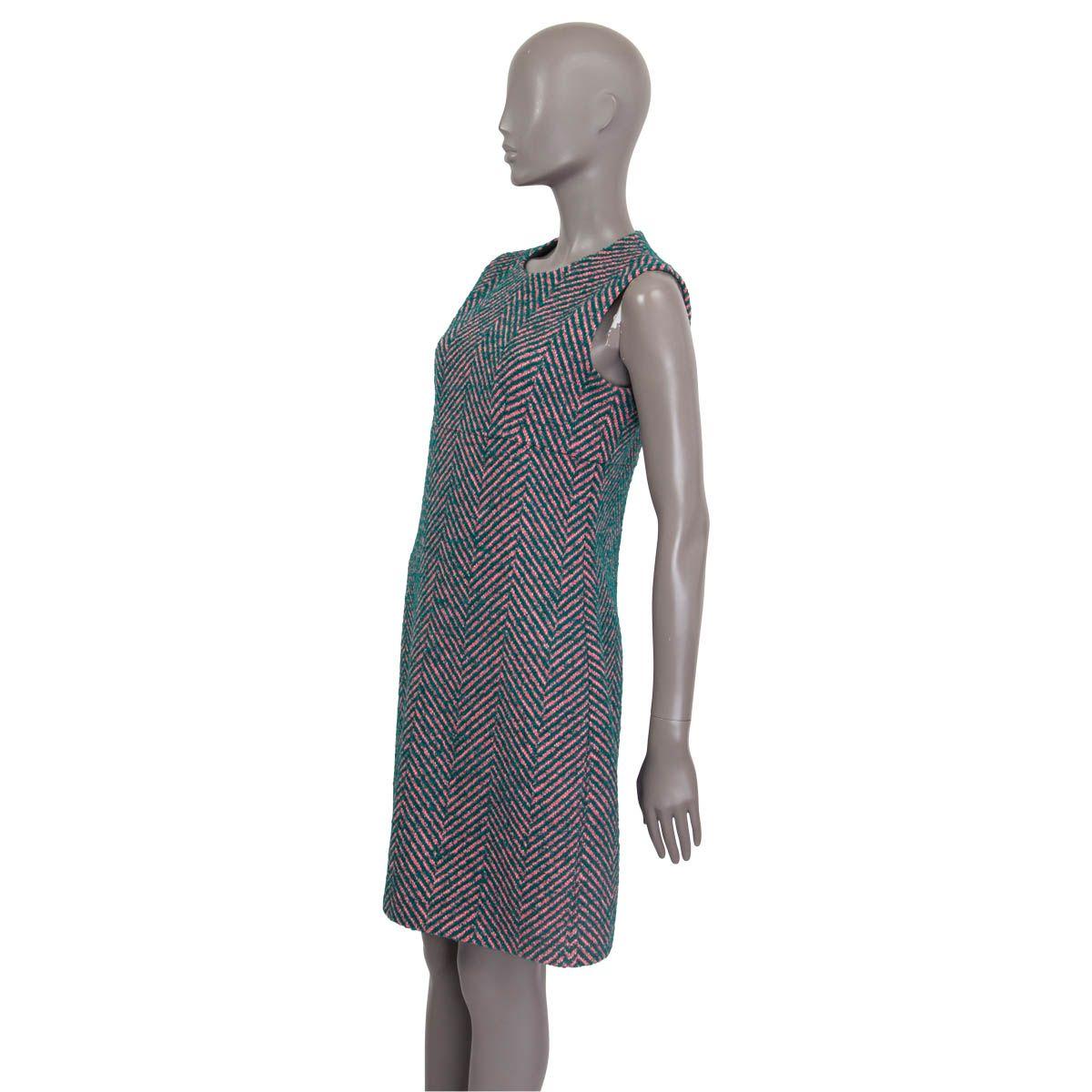 De las mujeres PRADA lana verde y rosa CHEVRON SIN MANGA Vestido 42 M en venta